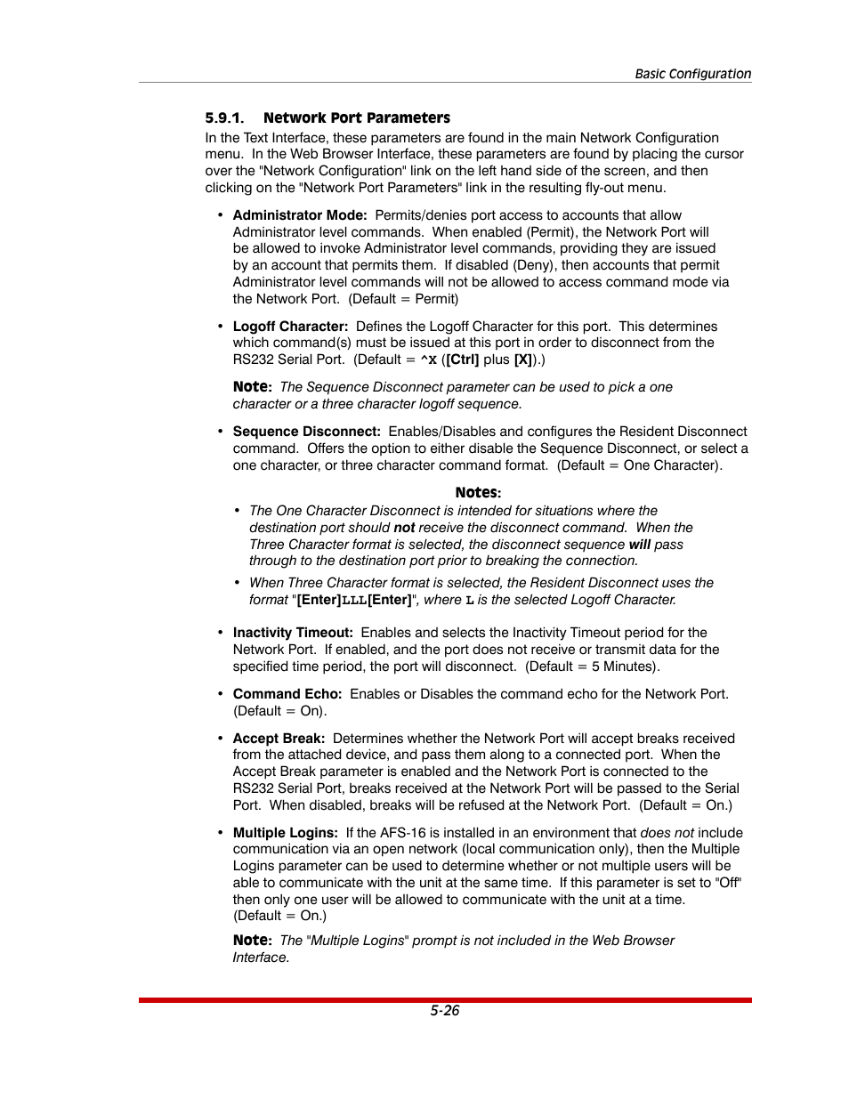 Network port parameters -26 | Western Telematic AFS-16-1 User Manual | Page 47 / 135
