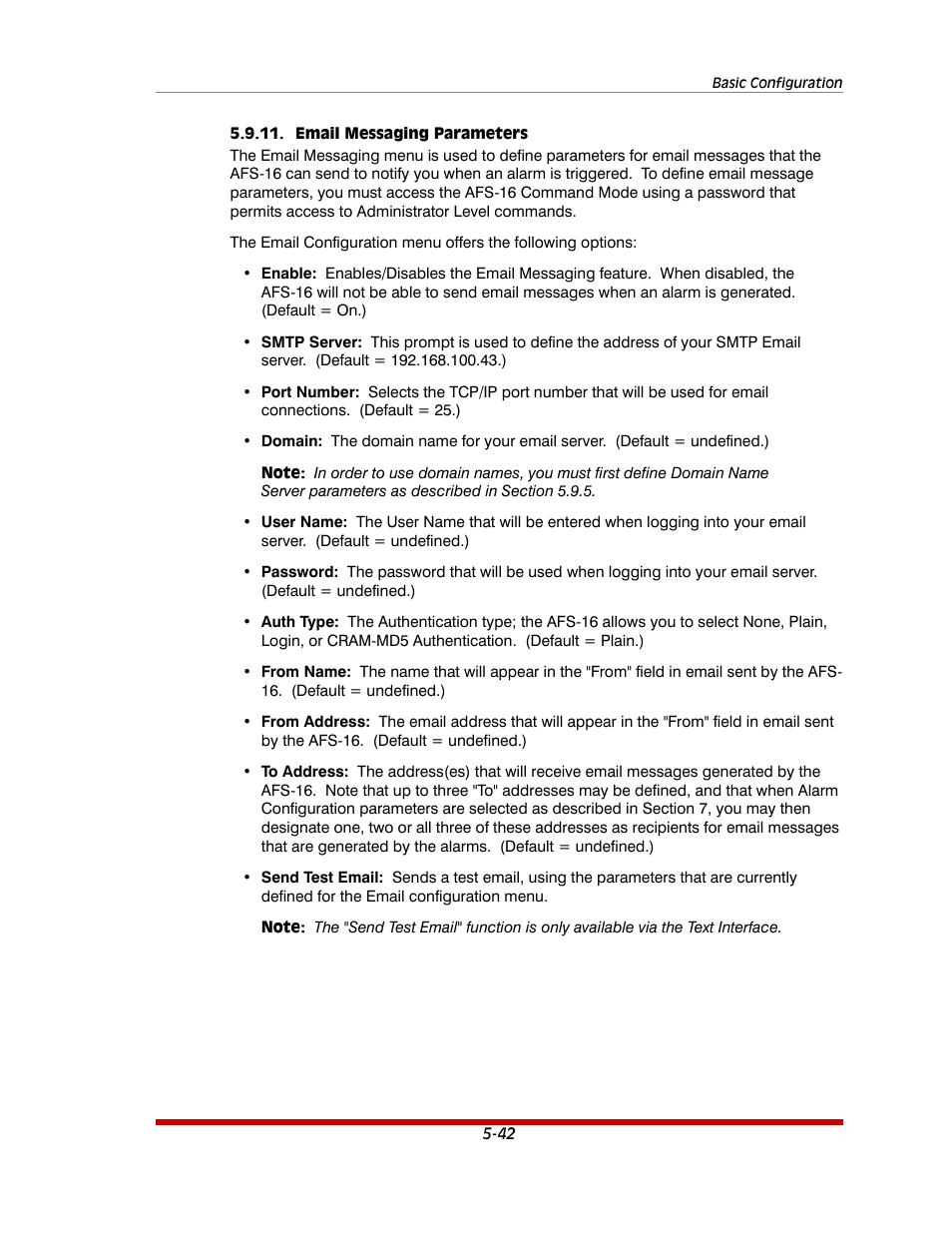 Email messaging parameters -42 | Western Telematic AFS-16-1 User Manual | Page 63 / 135