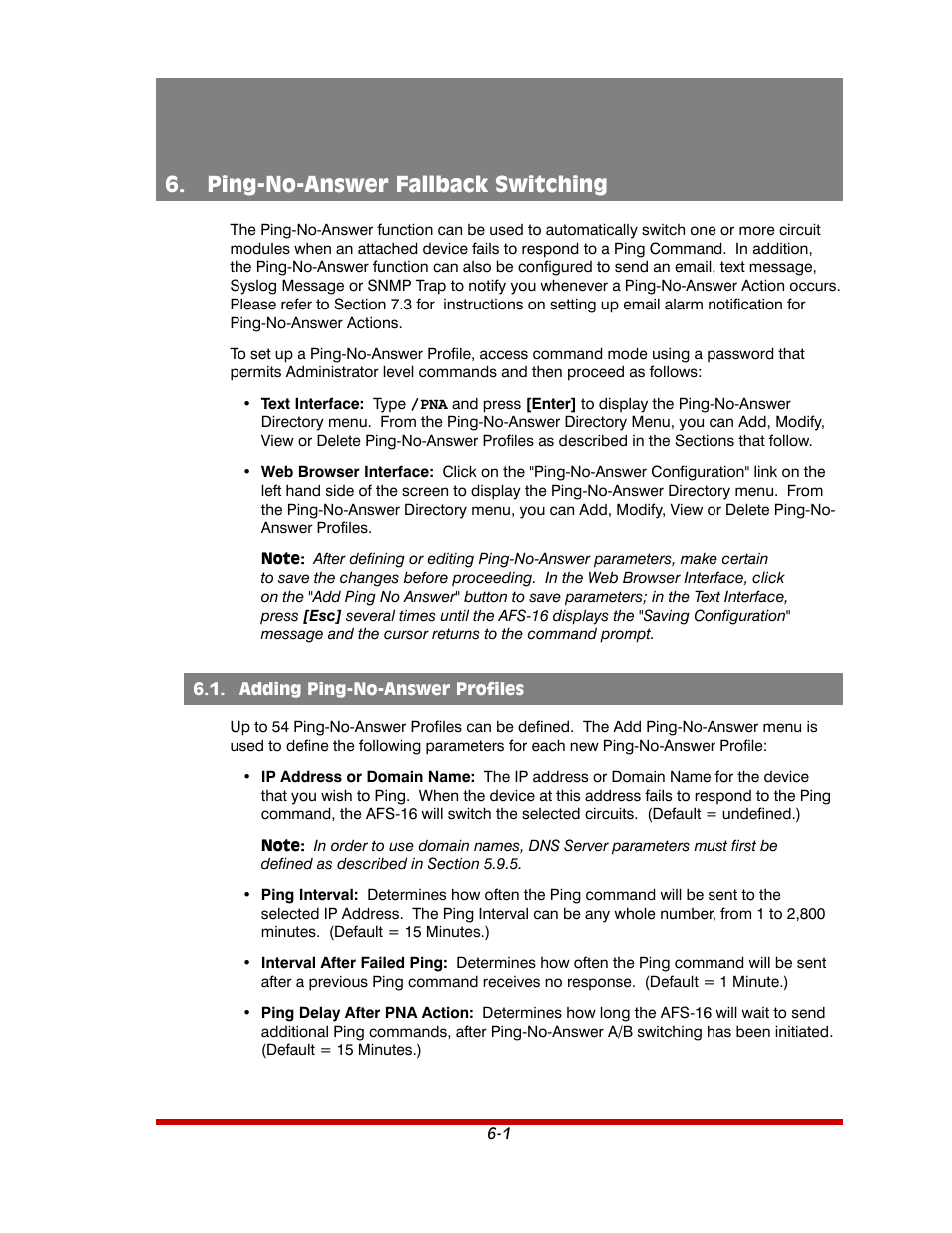 Ping-no-answer fallback switching -1, Adding ping-no-answer profiles -1, Ping-no-answer fallback switching | Western Telematic AFS-16-1 User Manual | Page 65 / 135