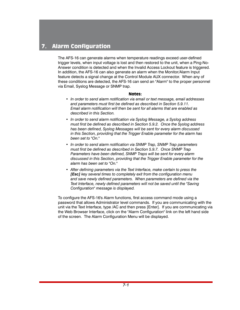 Alarm configuration -1, Alarm configuration | Western Telematic AFS-16-1 User Manual | Page 68 / 135