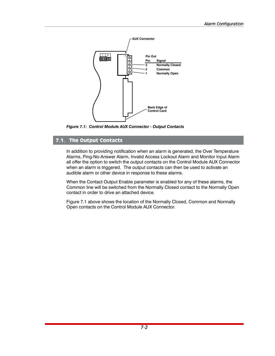 The output contacts -2, Control module aux connector - output contacts -2, The output contacts | Western Telematic AFS-16-1 User Manual | Page 69 / 135