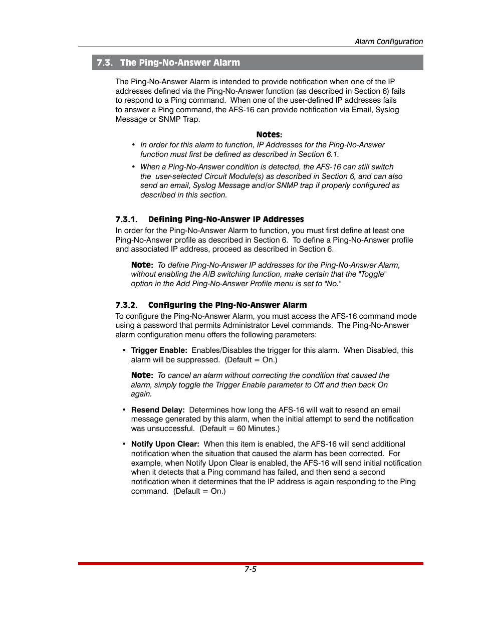 The ping-no-answer alarm -5, Defining ping-no-answer ip addresses -5, Configuring the ping-no-answer alarm -5 | Western Telematic AFS-16-1 User Manual | Page 72 / 135