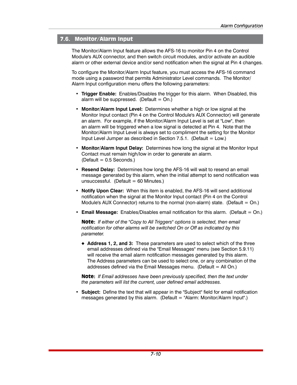Monitor/alarm input -10 | Western Telematic AFS-16-1 User Manual | Page 77 / 135