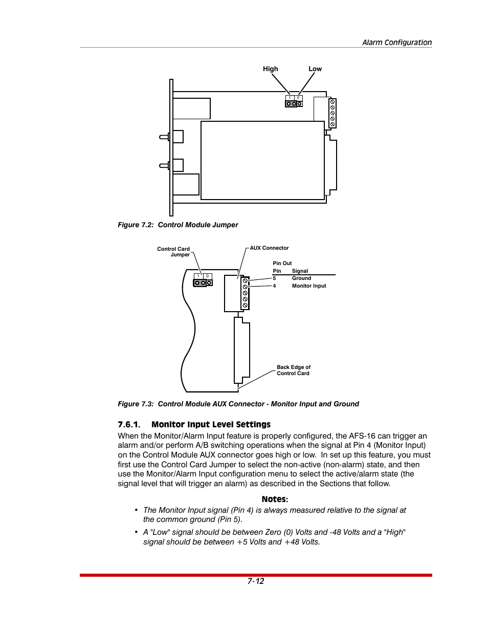 Monitor input level settings -12, Control module jumper -12 | Western Telematic AFS-16-1 User Manual | Page 79 / 135