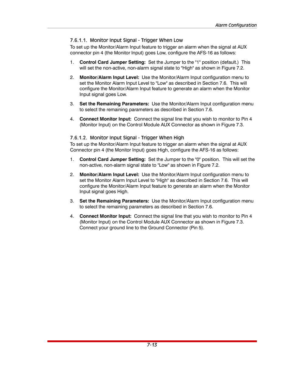 Monitor input signal - trigger when low -13, Monitor input signal - trigger when high -13 | Western Telematic AFS-16-1 User Manual | Page 80 / 135