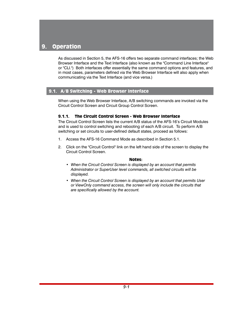 Operation -1, A/b switching - web browser interface -1, Operation | Western Telematic AFS-16-1 User Manual | Page 86 / 135