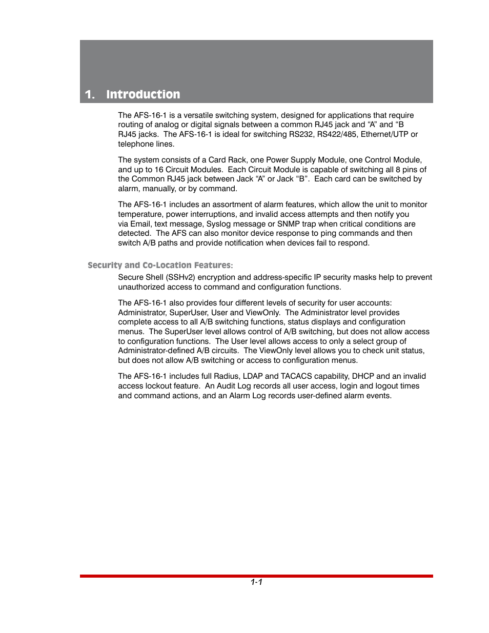 Introduction -1, Introduction | Western Telematic AFS-16-1 User Manual | Page 9 / 135