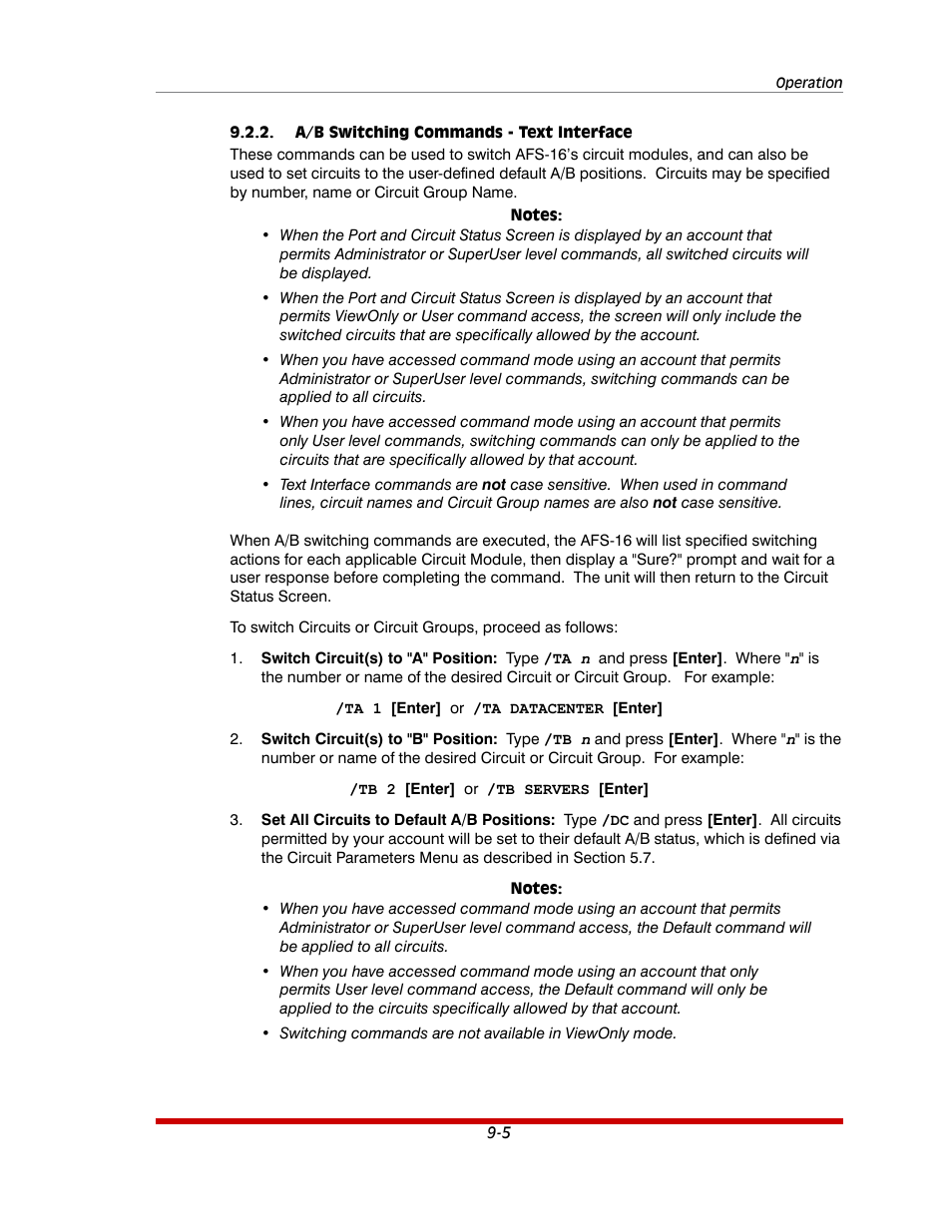 A/b switching commands - text interface -5 | Western Telematic AFS-16-1 User Manual | Page 90 / 135
