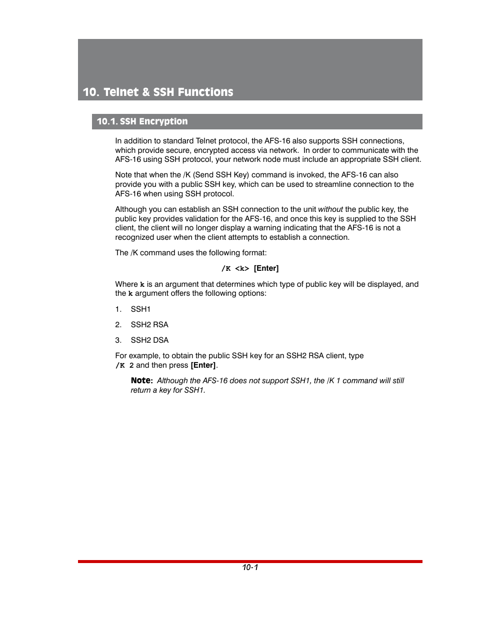 Telnet & ssh functions -1, Ssh encryption -1, Telnet & ssh functions | Western Telematic AFS-16-1 User Manual | Page 93 / 135