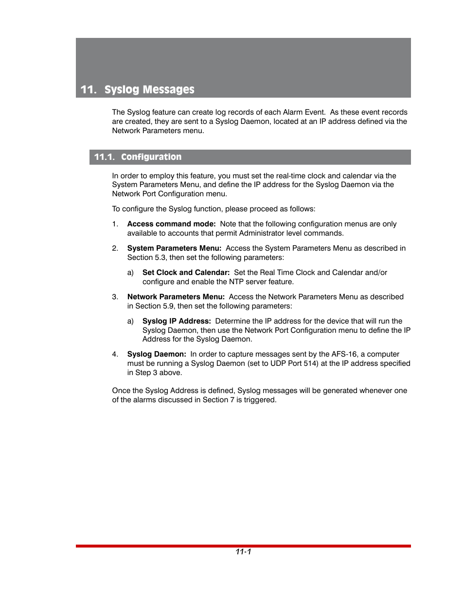 Syslog messages -1, Configuration -1, Syslog messages | Western Telematic AFS-16-1 User Manual | Page 96 / 135