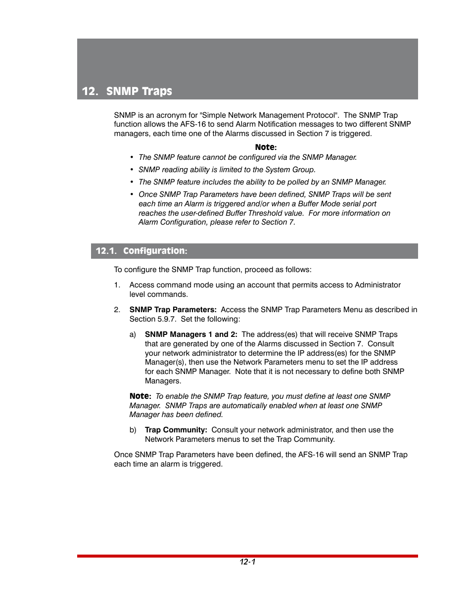 Snmp traps -1, Configuration: -1, Snmp traps | Western Telematic AFS-16-1 User Manual | Page 98 / 135