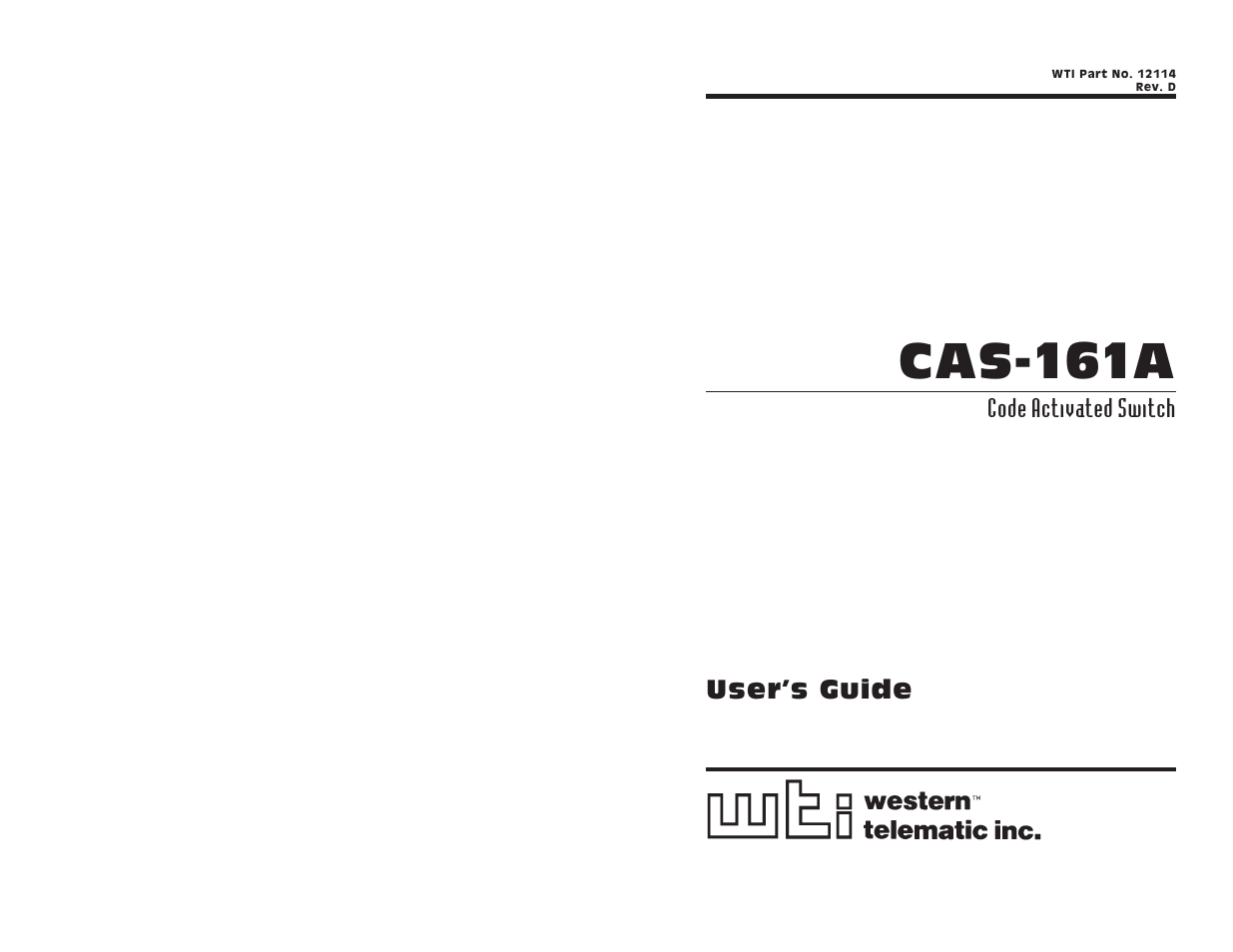 Western Telematic CAS-161A User Manual | 24 pages