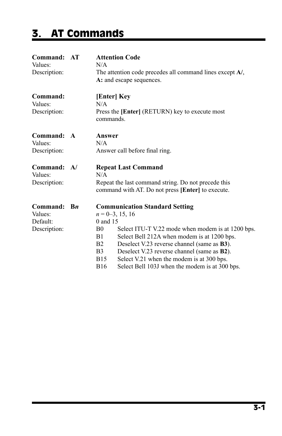 At commands | Western Telematic MT5634 User Manual | Page 9 / 36