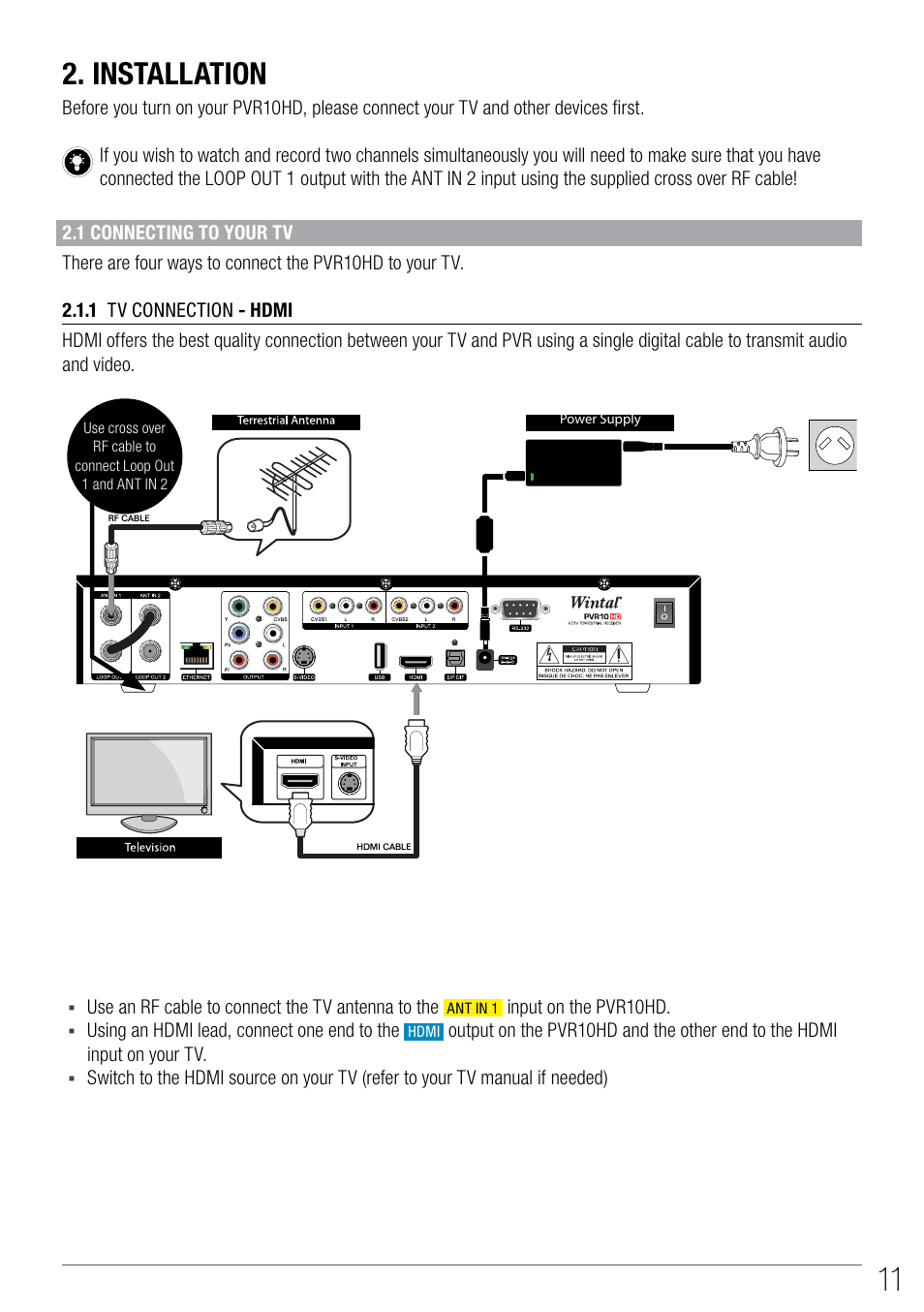 Installation | Wintal PVR10 User Manual | Page 11 / 48