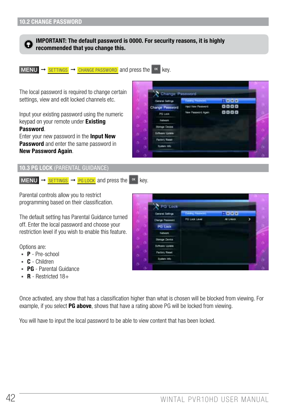 Wintal PVR10 User Manual | Page 42 / 48
