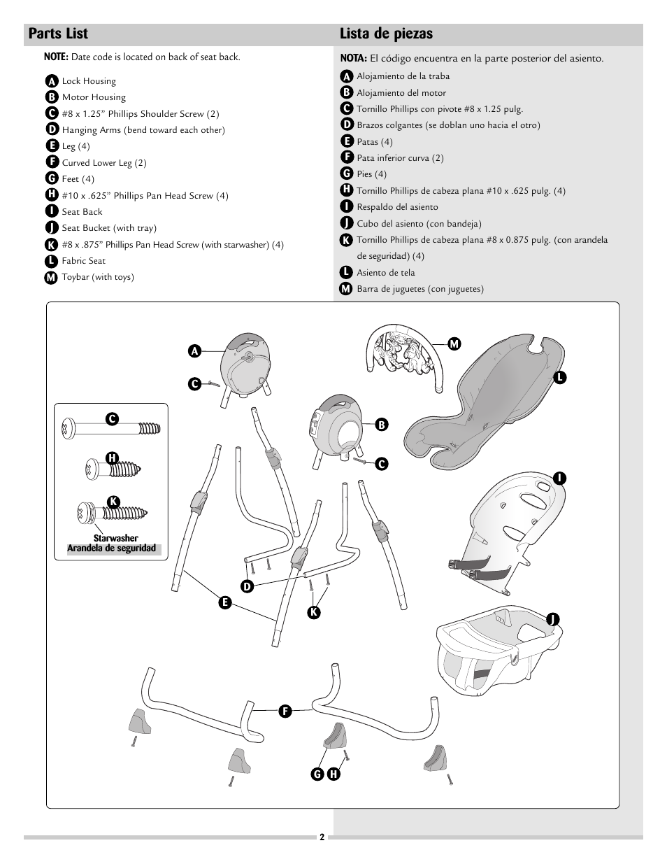 Parts list lista de piezas | Disney 53020 User Manual | Page 2 / 8