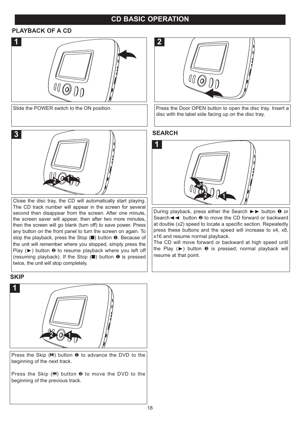 Cd basic operation | Disney DP3500-FLR User Manual | Page 19 / 23