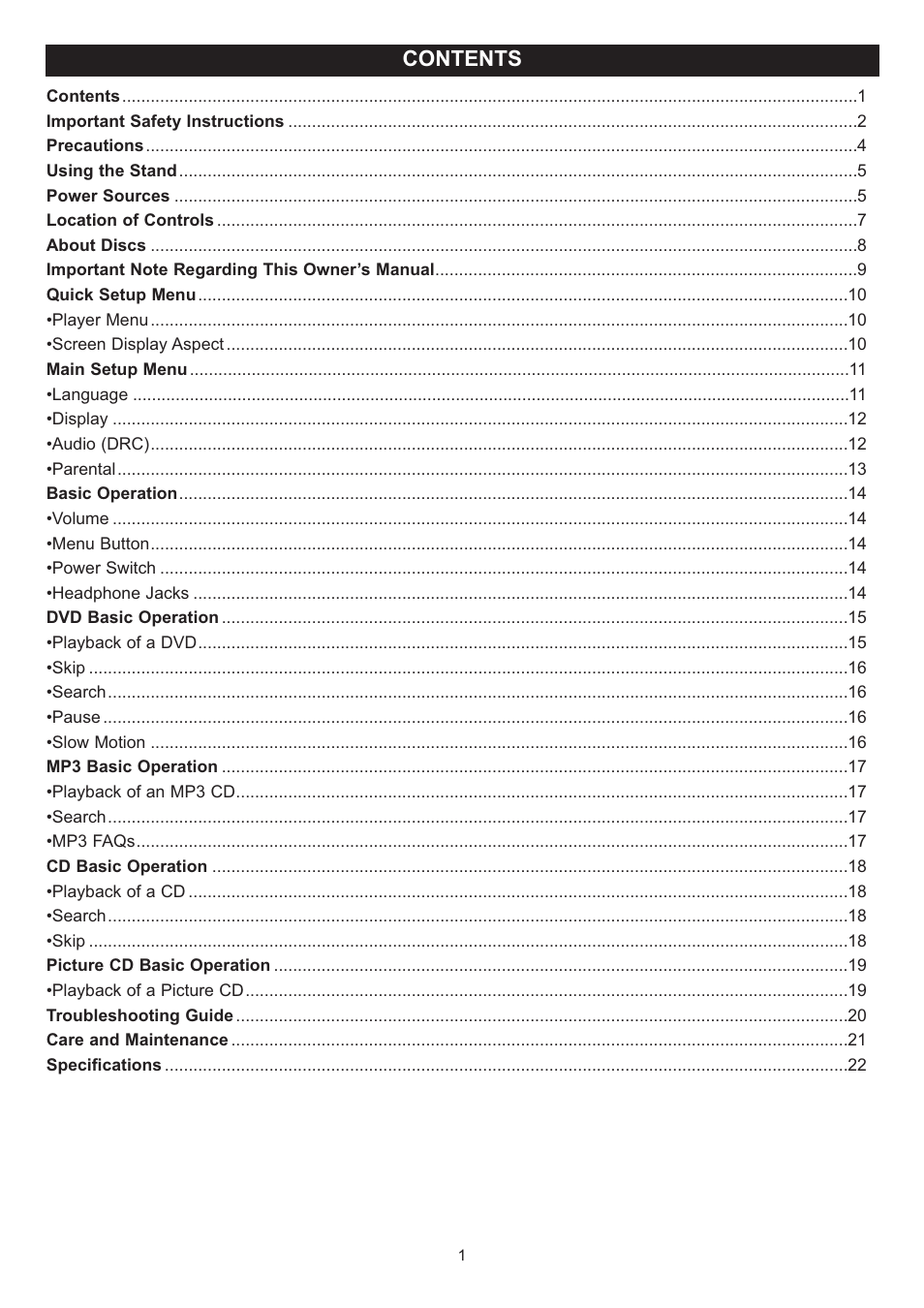 Disney DP3500-FLR User Manual | Page 2 / 23