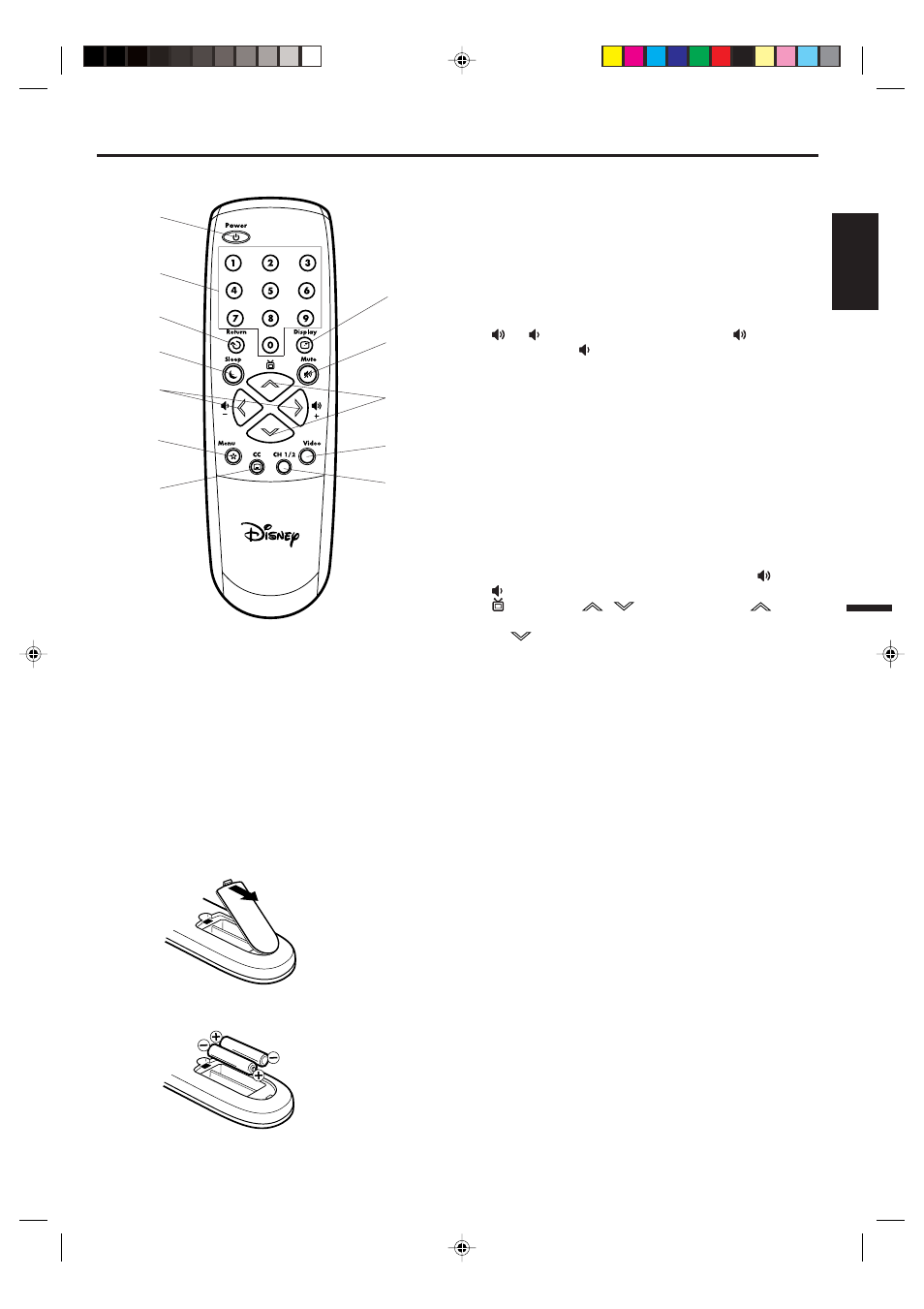 Remote control, English | Disney DT1900-P User Manual | Page 5 / 32