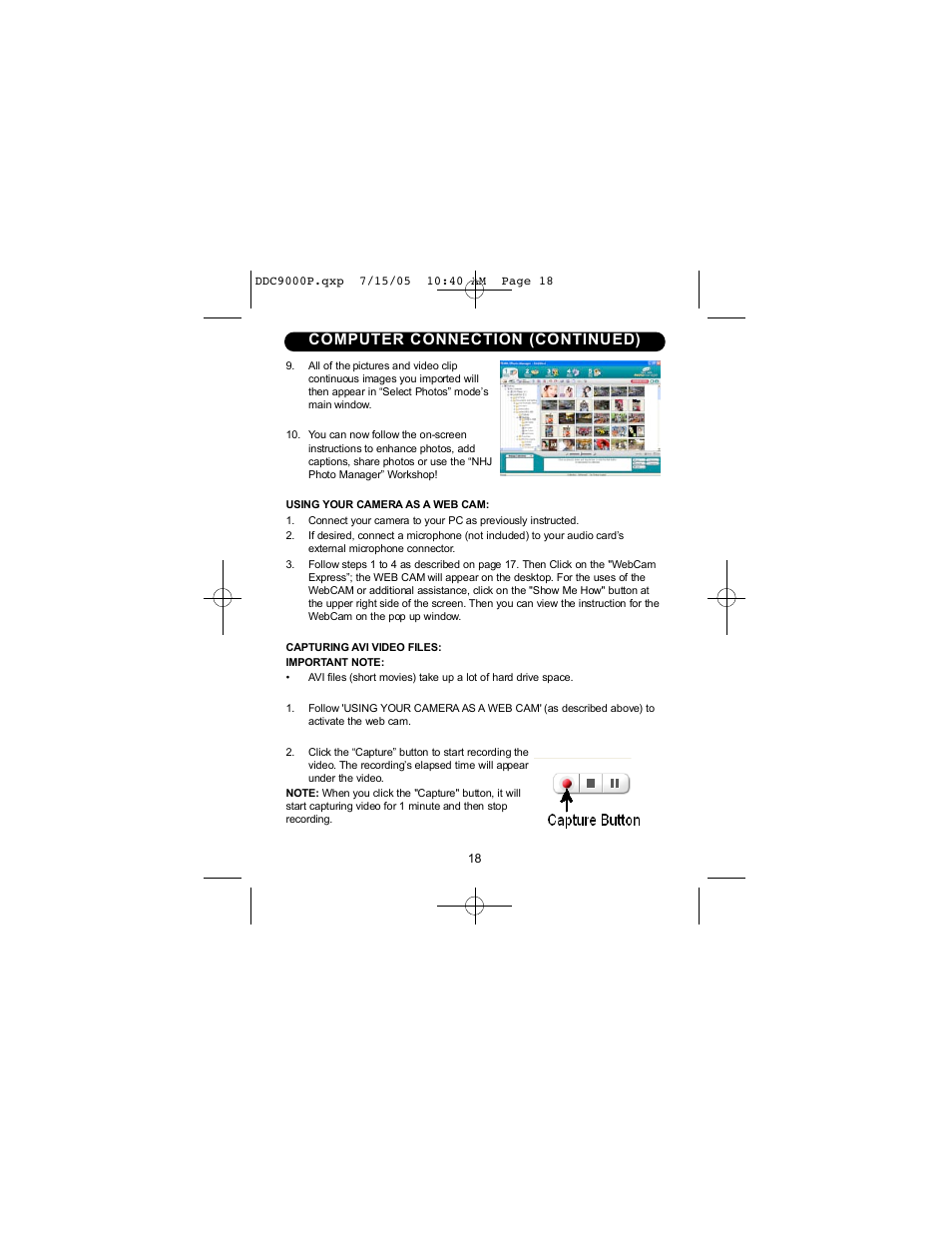 Computer connection (continued) | Disney DDC9000-P User Manual | Page 19 / 65