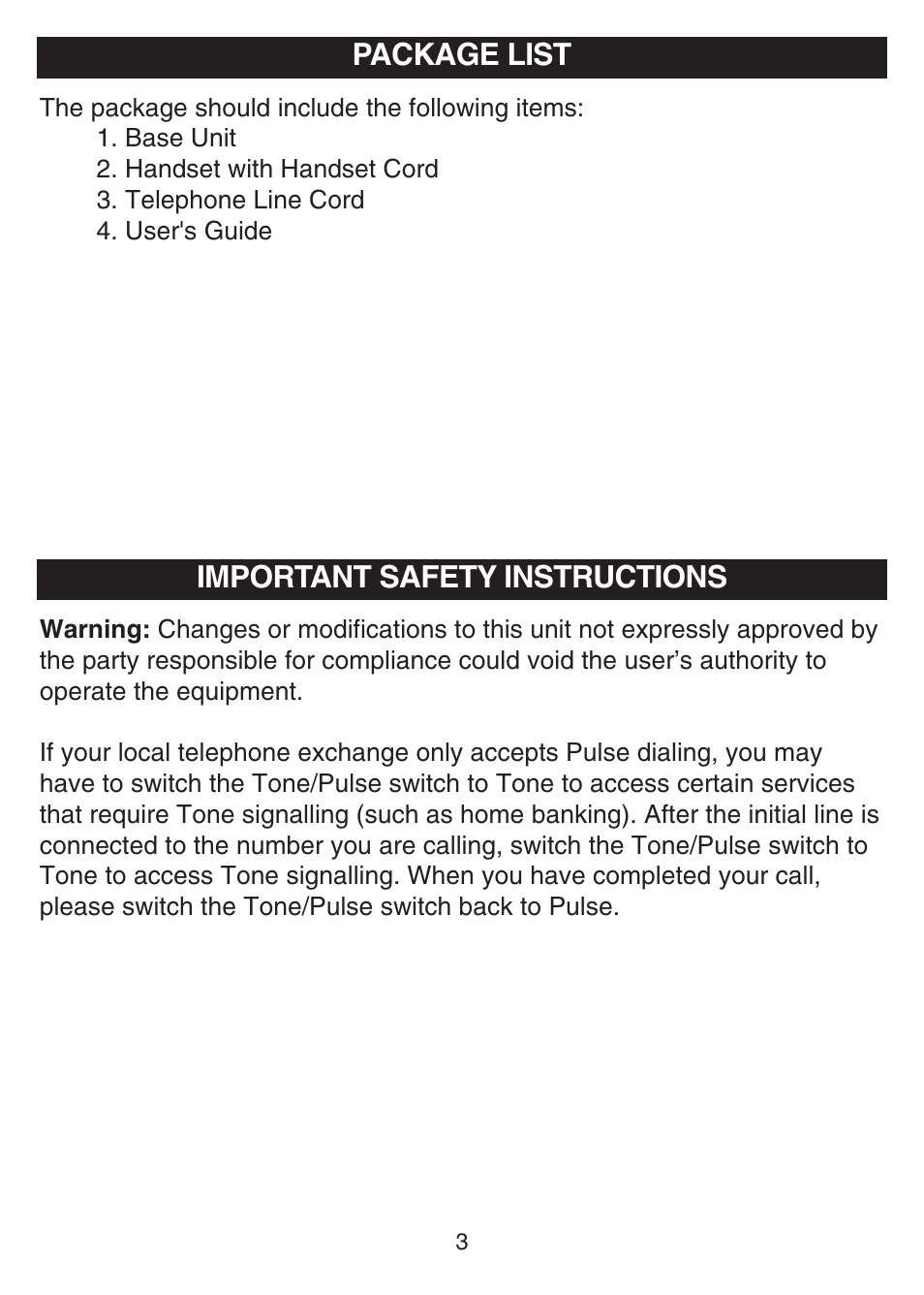 Package list, Important safety instructions | Disney DPH8010-P User Manual | Page 4 / 13