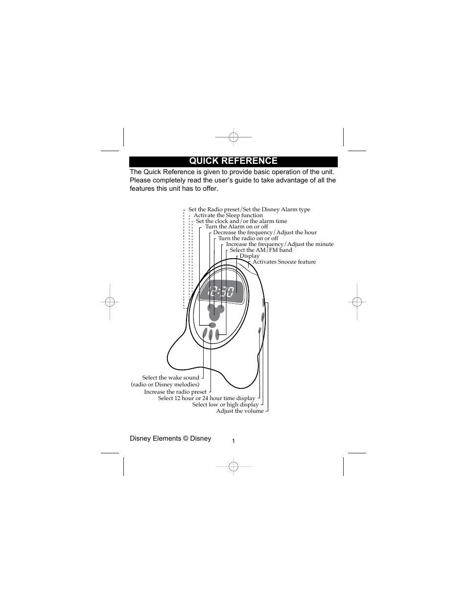Quick reference | Disney DCR5000-P User Manual | Page 2 / 15