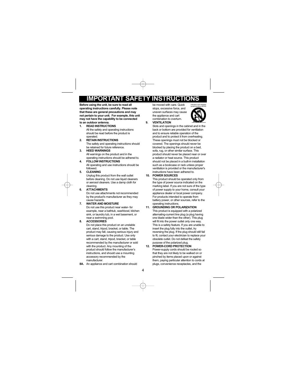 Important safety instructions | Disney DCR5000-P User Manual | Page 5 / 15