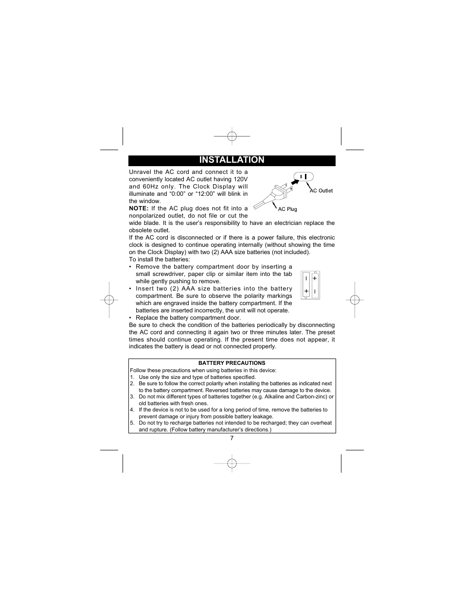 Installation | Disney DCR5000-P User Manual | Page 8 / 15