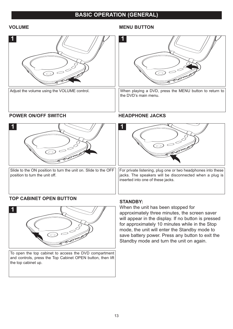Basic operation (general) | Disney DP7000 User Manual | Page 14 / 66