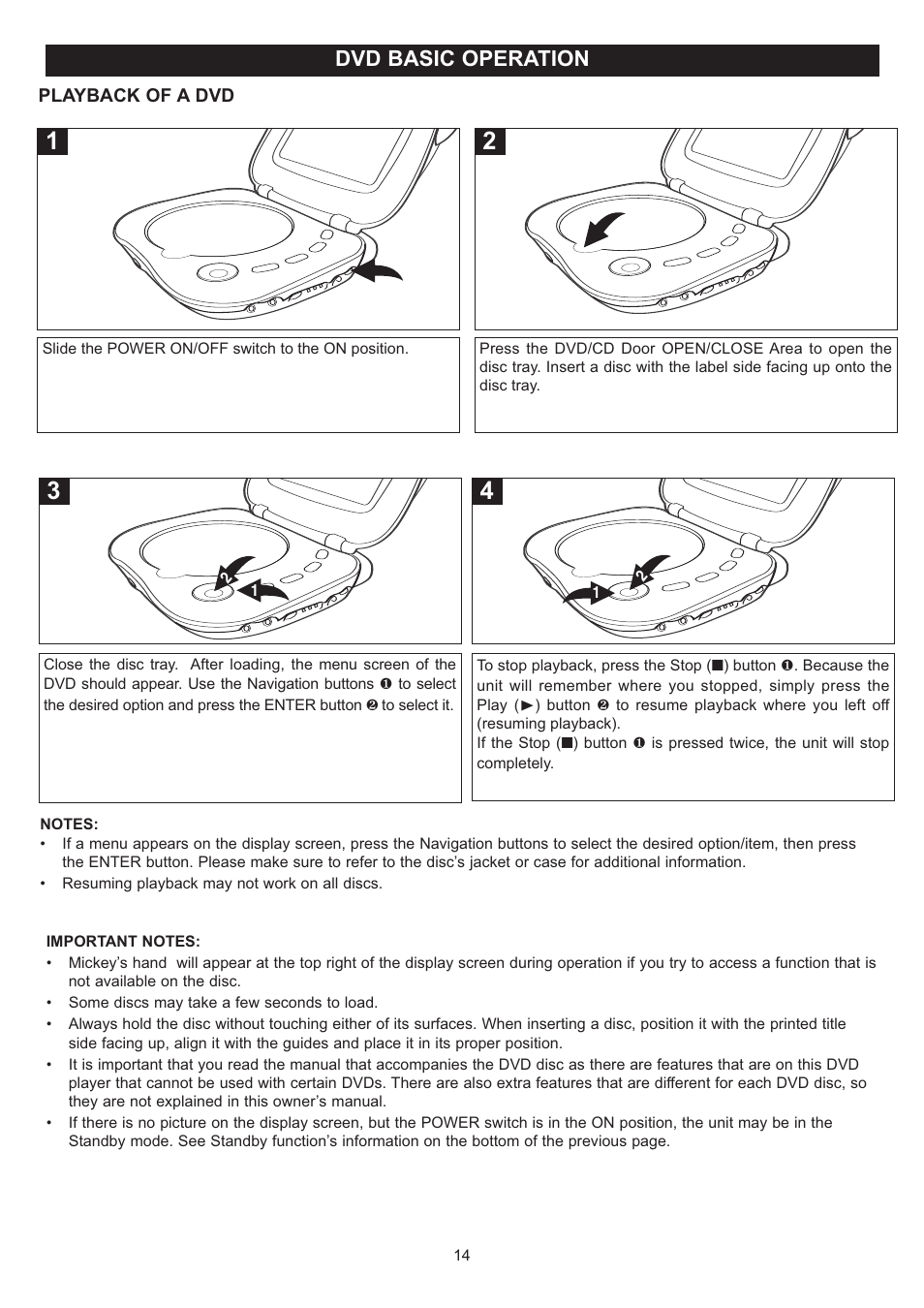 Dvd basic operation | Disney DP7000 User Manual | Page 15 / 66