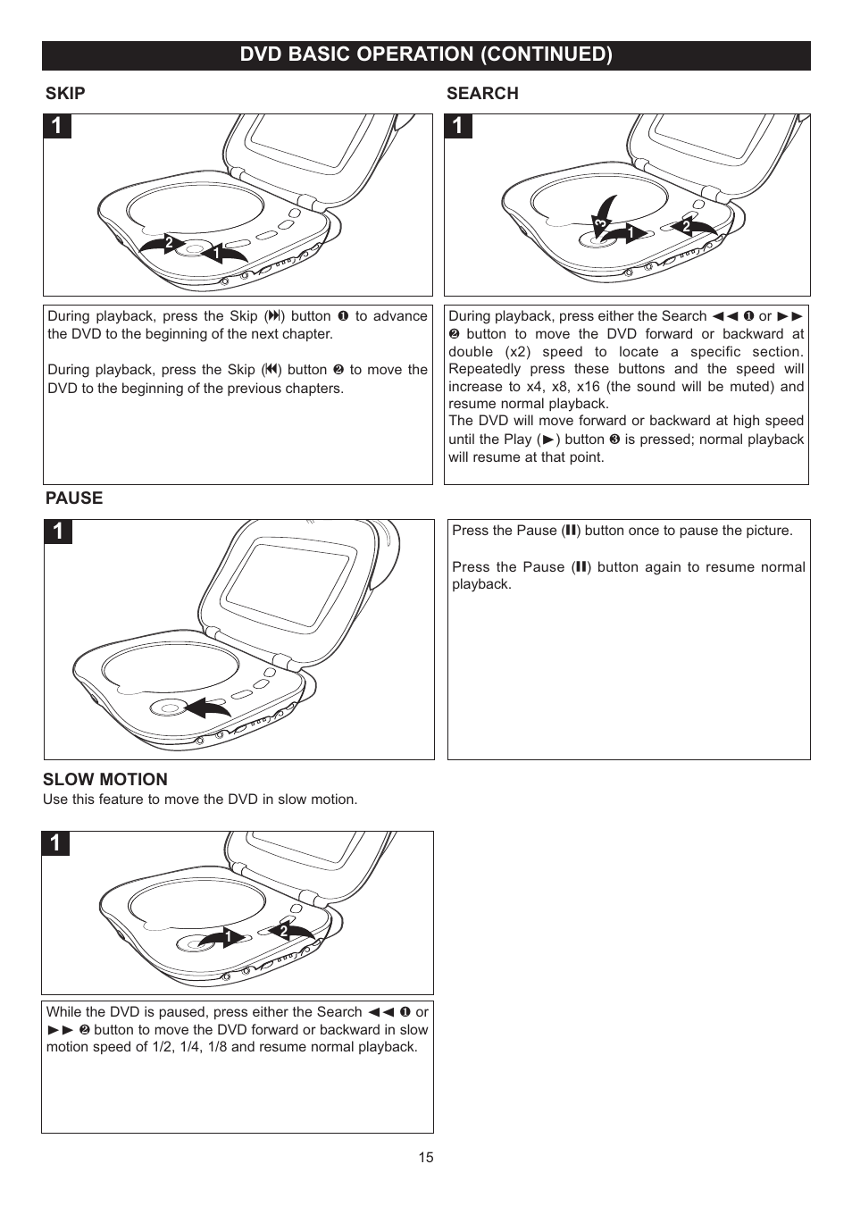 Dvd basic operation (continued) | Disney DP7000 User Manual | Page 16 / 66