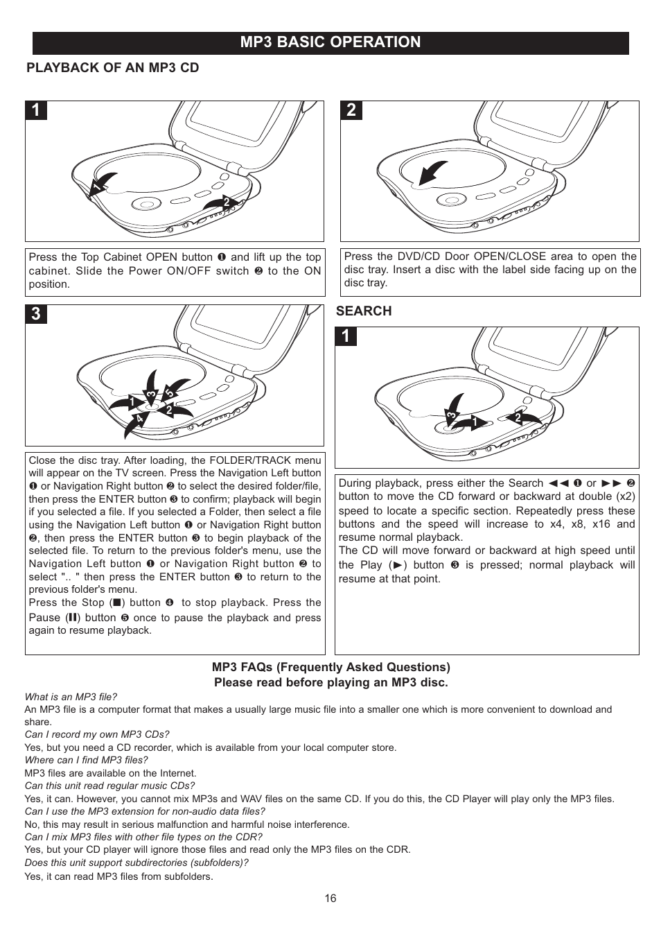 Mp3 basic operation | Disney DP7000 User Manual | Page 17 / 66