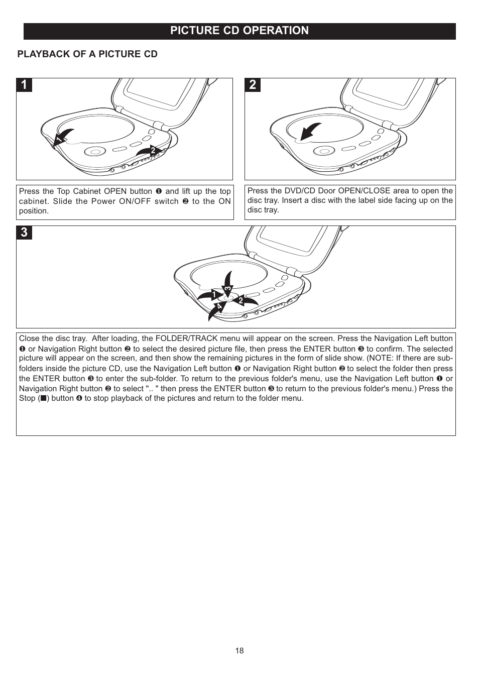 Picture cd operation | Disney DP7000 User Manual | Page 19 / 66
