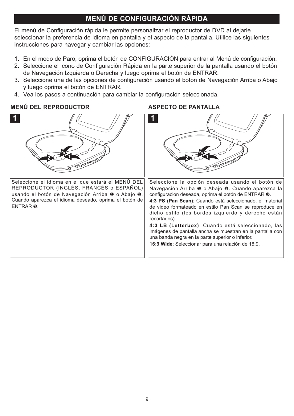 Menú de configuración rápida | Disney DP7000 User Manual | Page 31 / 66