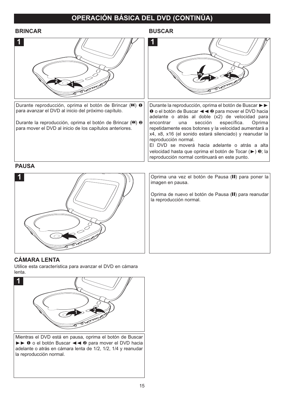 Operación básica del dvd (continúa) | Disney DP7000 User Manual | Page 37 / 66