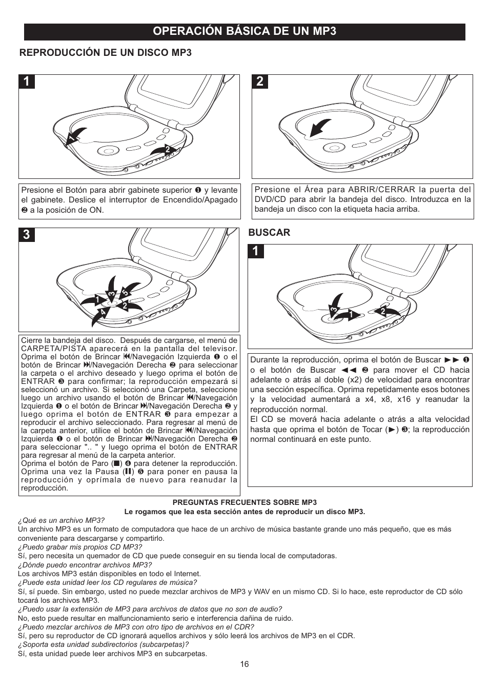 Operación básica de un mp3 | Disney DP7000 User Manual | Page 38 / 66