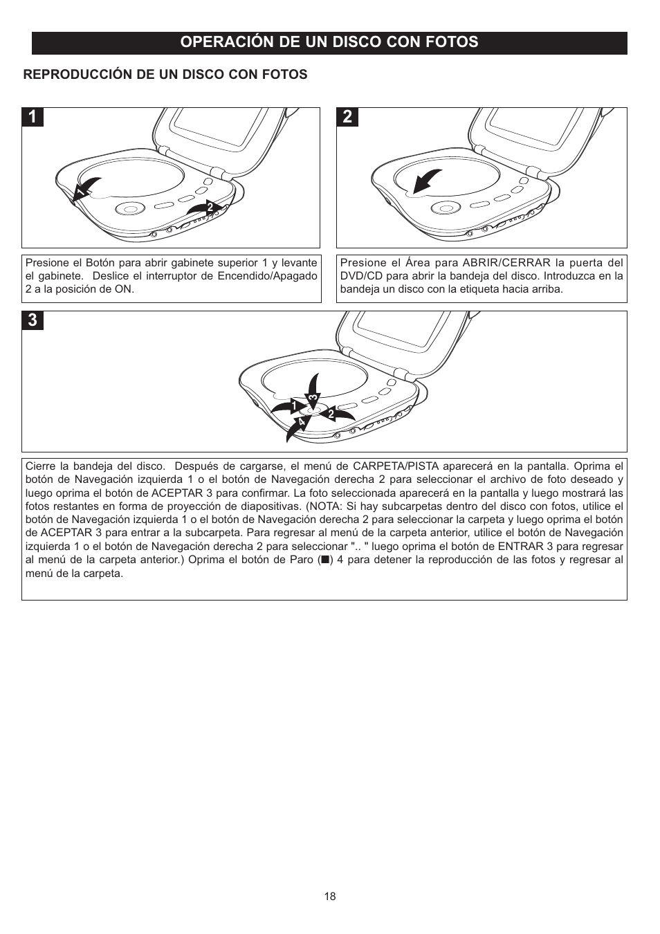 Operación de un disco con fotos | Disney DP7000 User Manual | Page 40 / 66