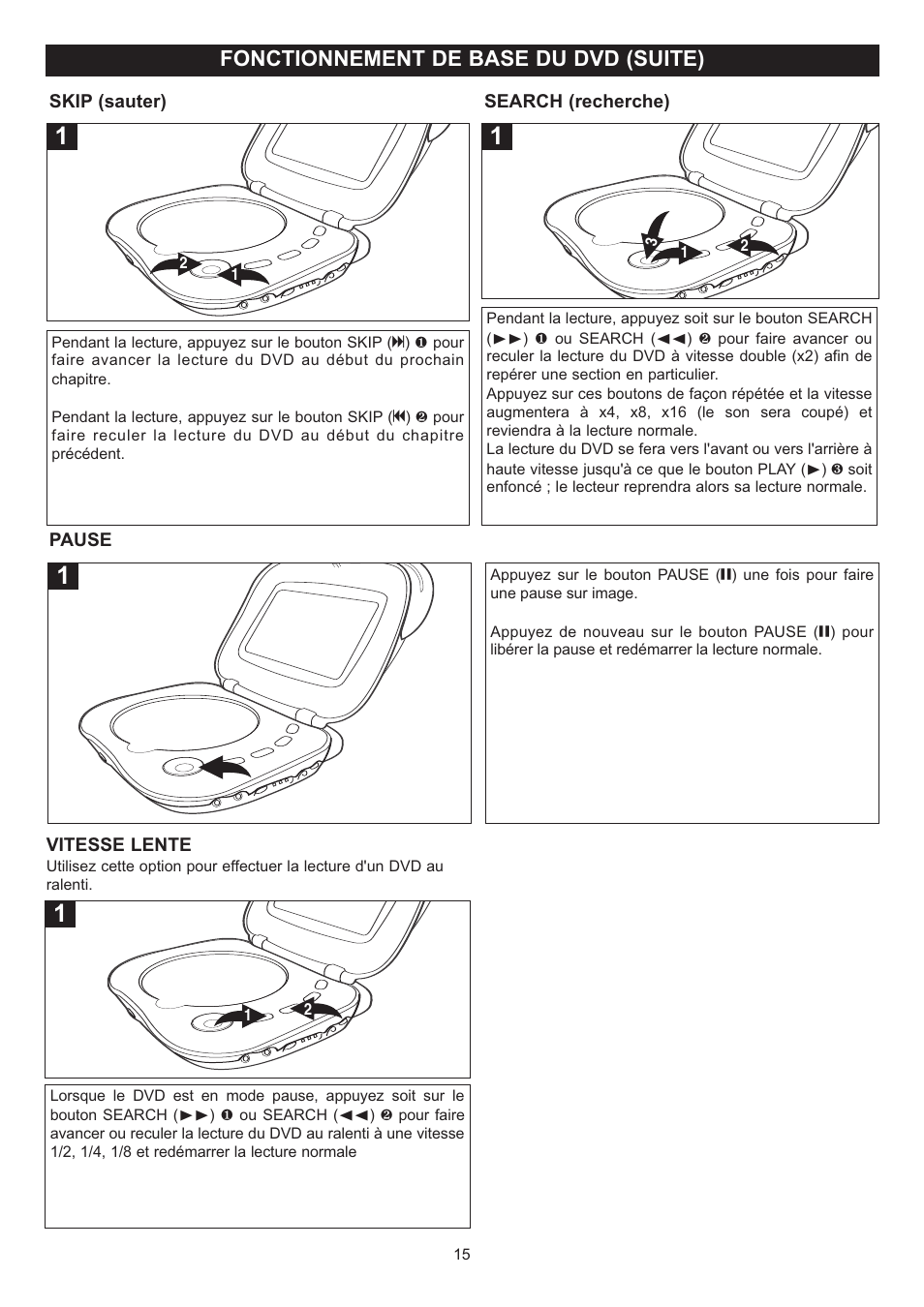 Fonctionnement de base du dvd (suite) | Disney DP7000 User Manual | Page 58 / 66