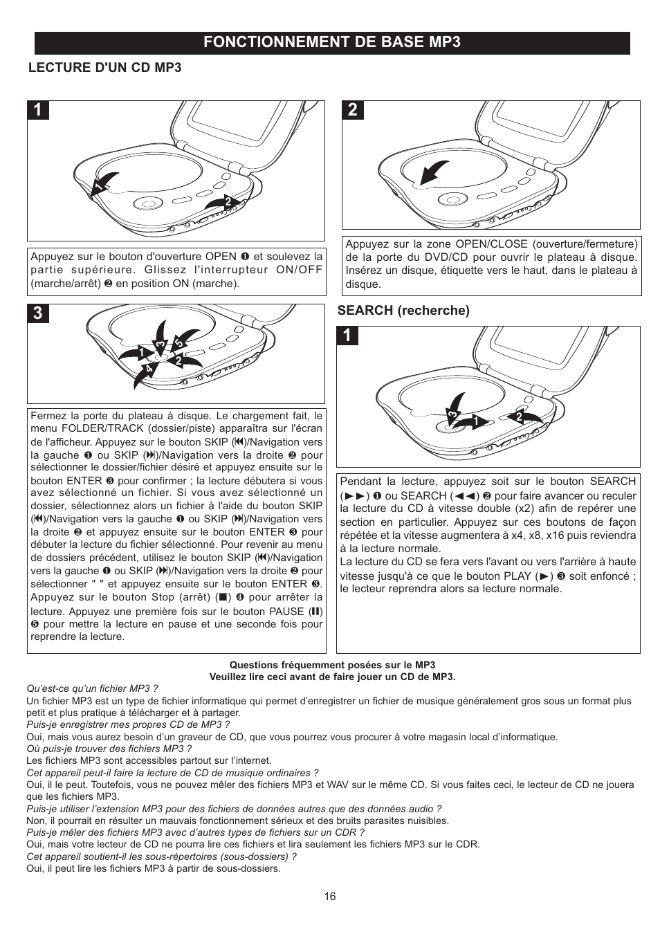 Fonctionnement de base mp3 | Disney DP7000 User Manual | Page 59 / 66