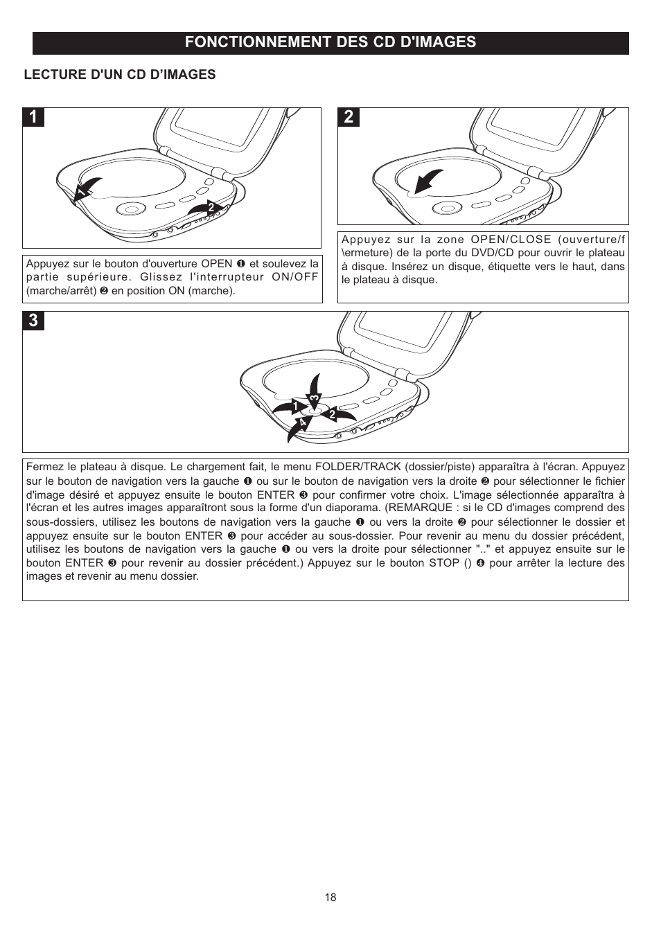 Fonctionnement des cd d'images | Disney DP7000 User Manual | Page 61 / 66