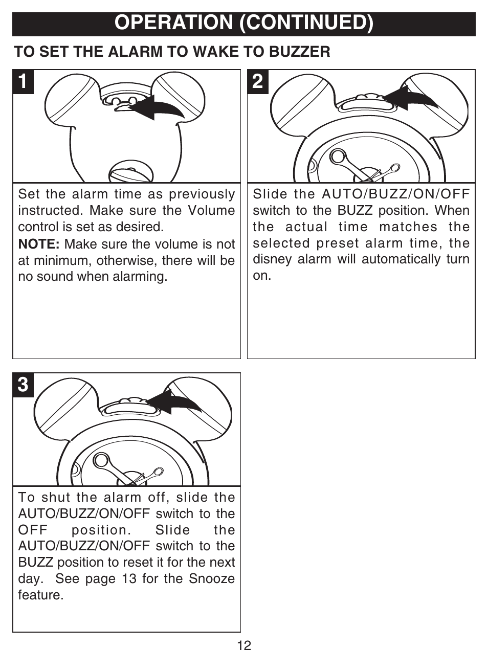 Operation (continued) | Disney DCR5500-C User Manual | Page 13 / 16