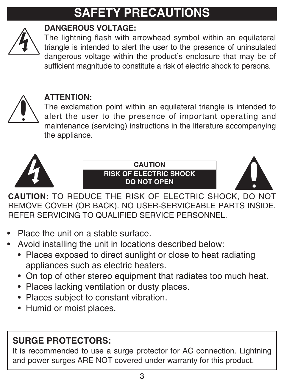 Safety precautions | Disney DCR5500-C User Manual | Page 4 / 16