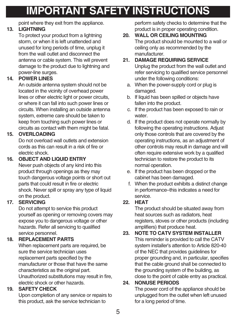 Important safety instructions | Disney DCR5500-C User Manual | Page 6 / 16