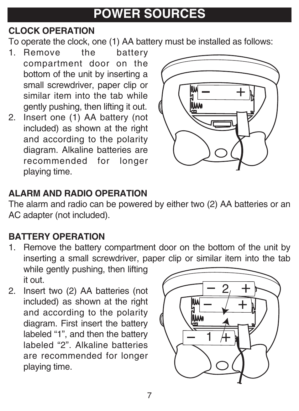 Power sources | Disney DCR5500-C User Manual | Page 8 / 16