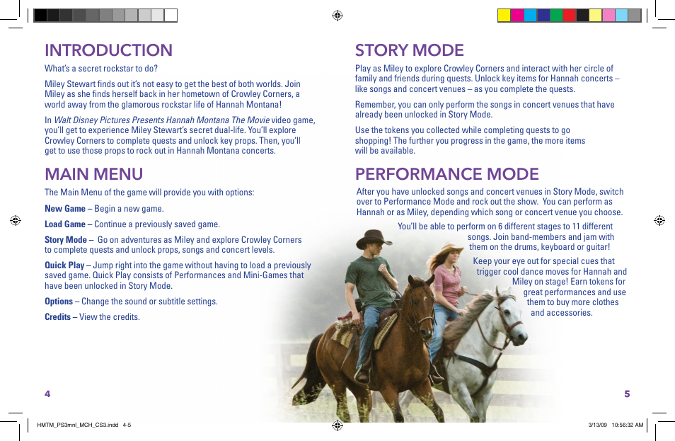 Introduction, Main menu, Story mode | Performance mode | Disney Mix Stick Plus Player Hannah Montana User Manual | Page 4 / 5