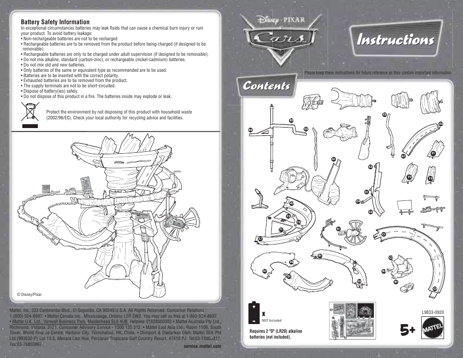 Disney PIXAR L9833-0920 User Manual | 9 pages