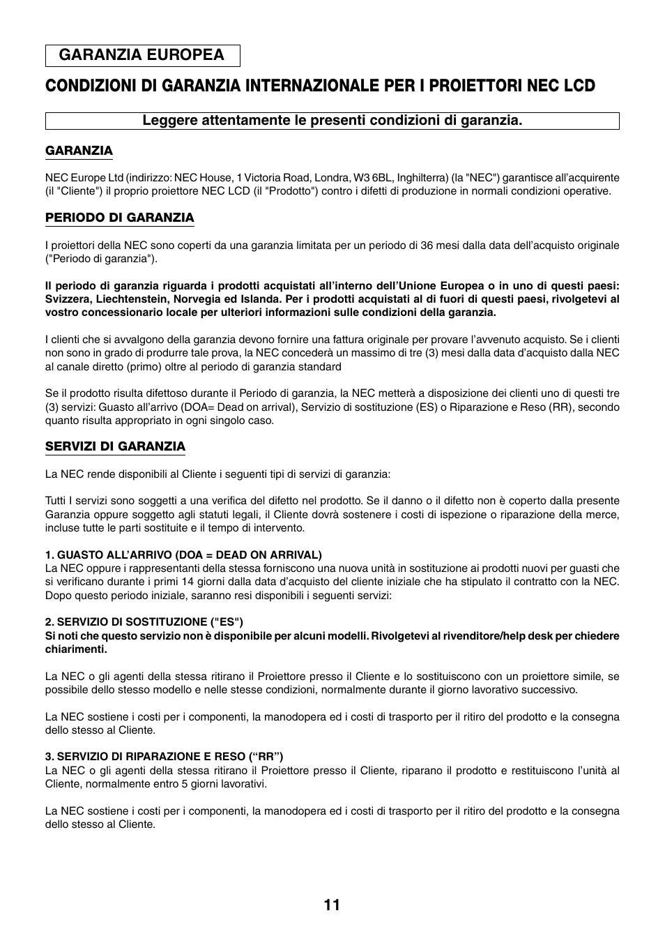 Garanzia europea | WS-Spalluto WS-Spalluto User Manual | Page 11 / 20