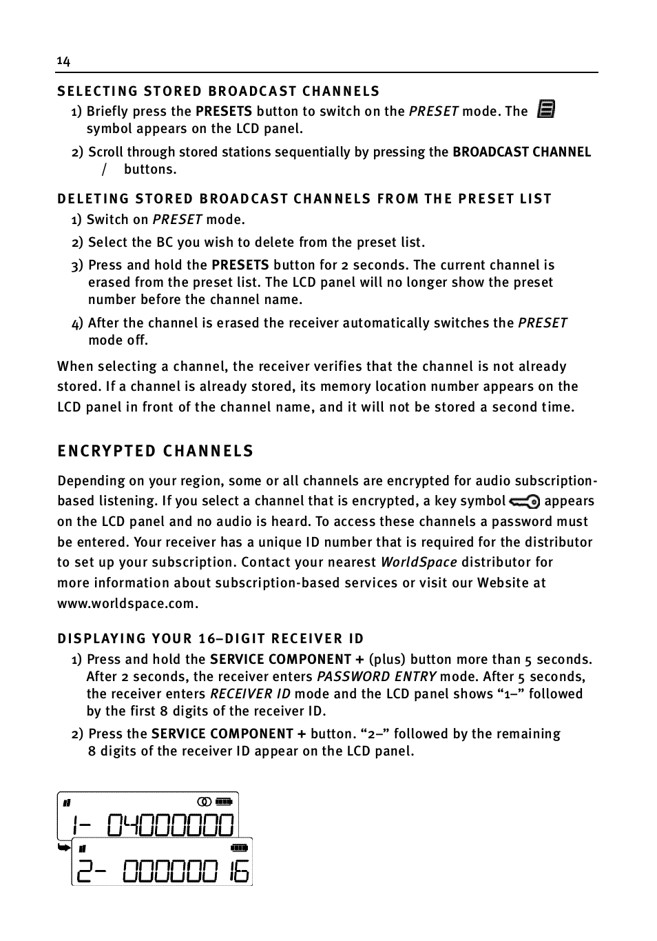 WorldSpace wssr-11 User Manual | Page 14 / 24