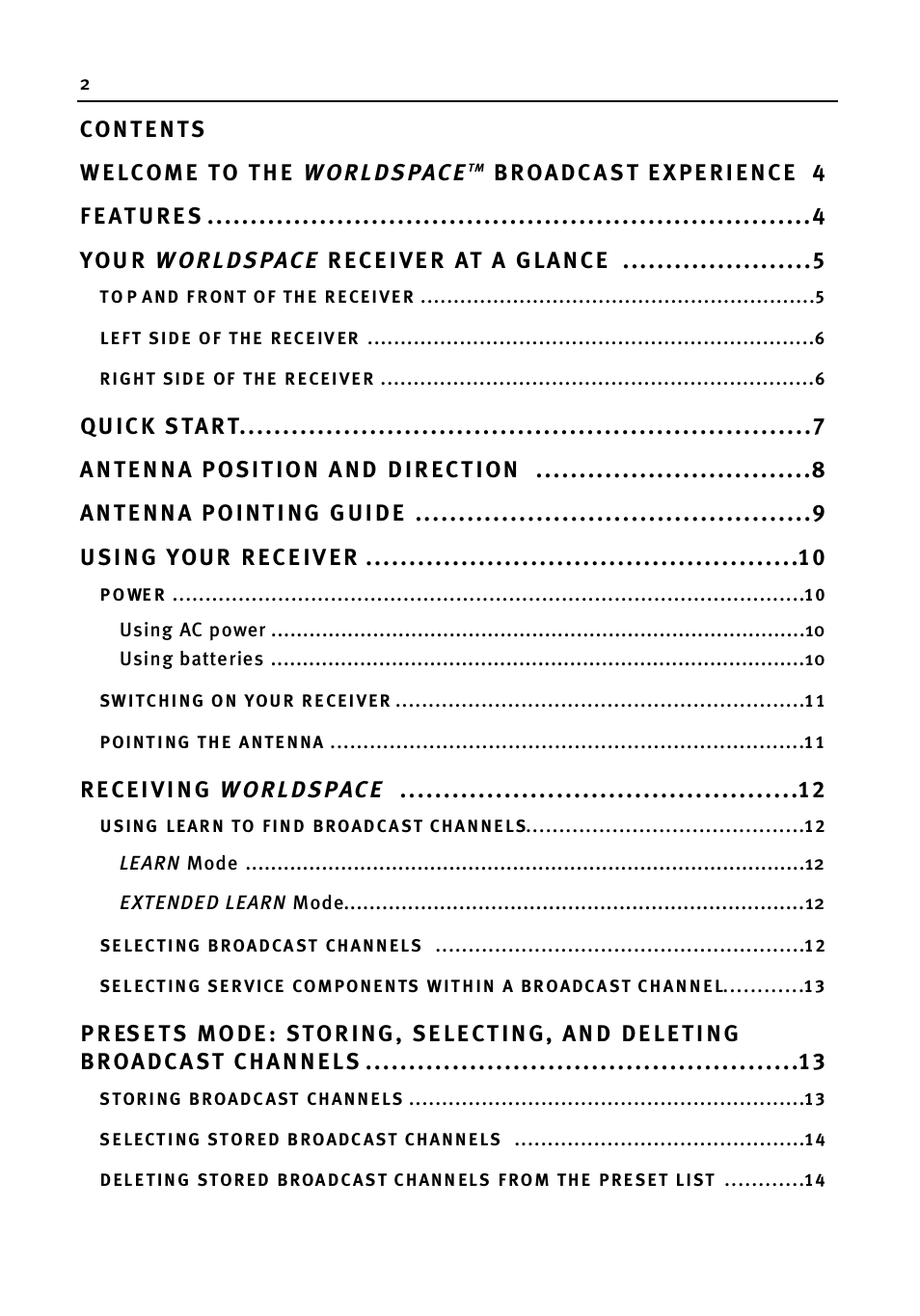 WorldSpace wssr-11 User Manual | Page 2 / 24