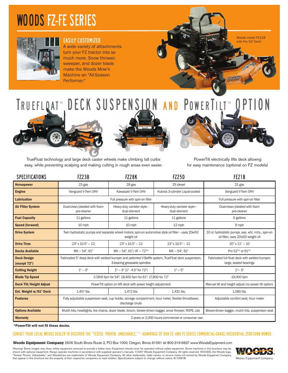 Deck suspension, Option, Woods fz-fe series | Ruefloat, Ower, Easily customized | Woods Equipment FZ User Manual | Page 2 / 2